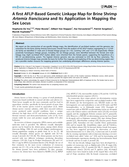 A First AFLP-Based Genetic Linkage Map for Brine Shrimp Artemia Franciscana and Its Application in Mapping the Sex Locus