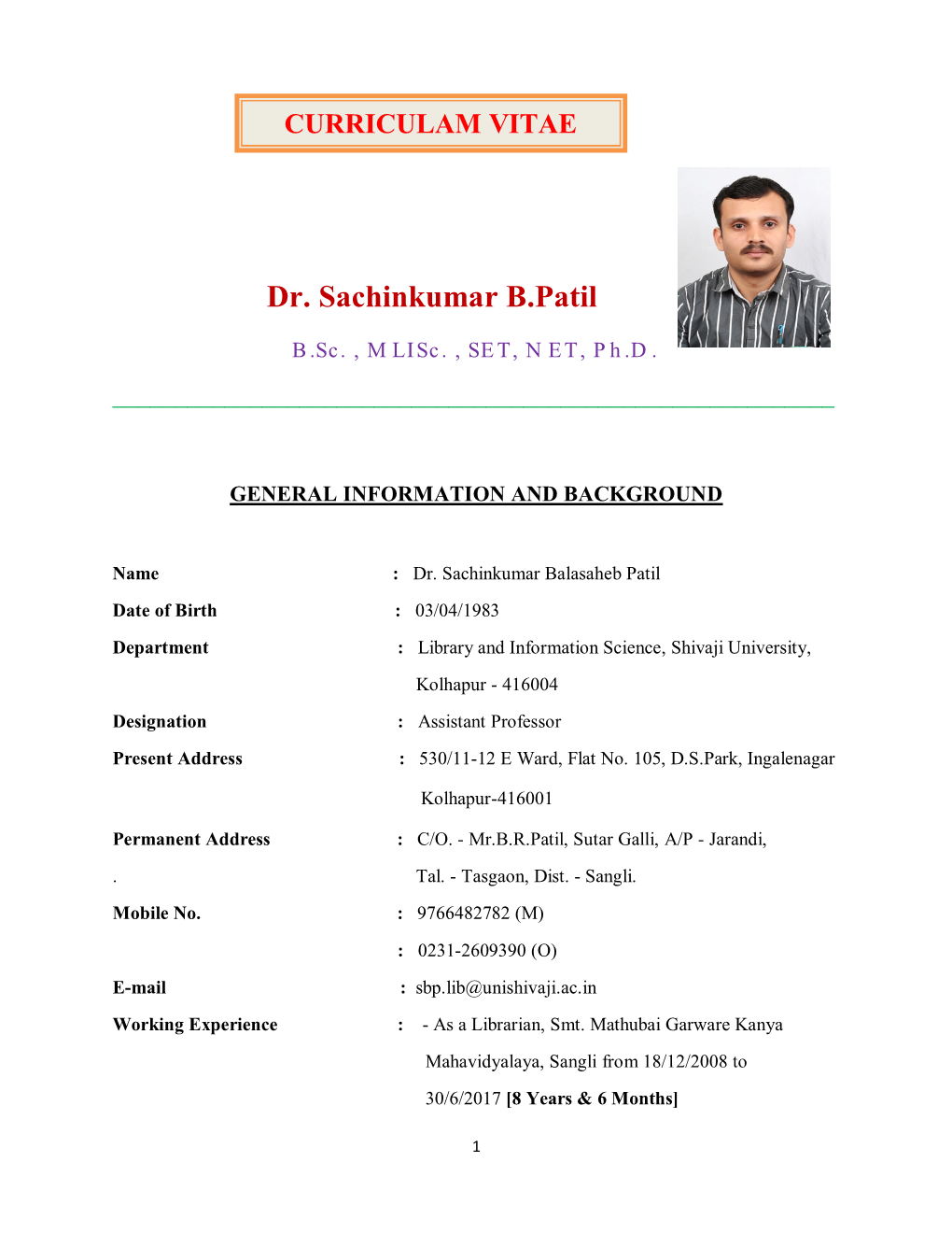 Dr. Sachinkumar B.Patil