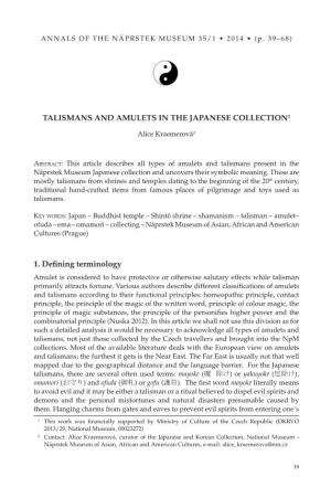 Talismans and Amulets in the Japanese Collection1