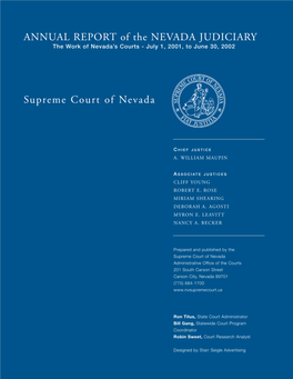 Supreme Court of Nevada ANNUAL REPORT of the NEVADA JUDICIARY