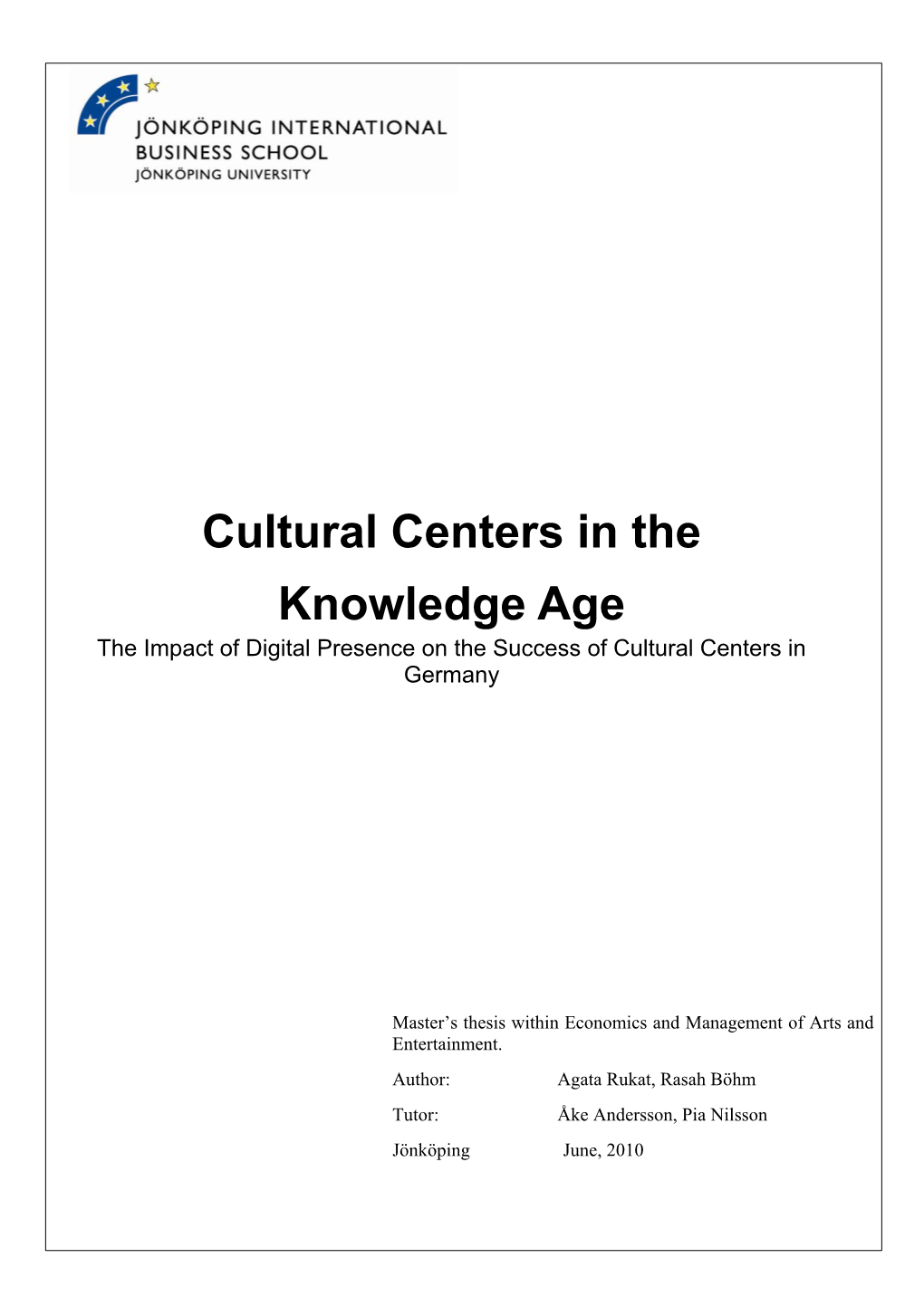 Background on Cultural Centers