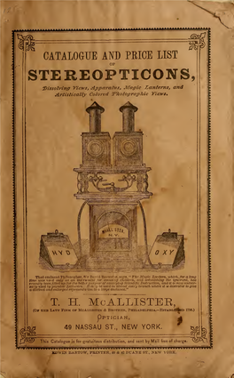 Catalogue of Stereopticons, Dissolving View Apparatus, Magic Lanterns