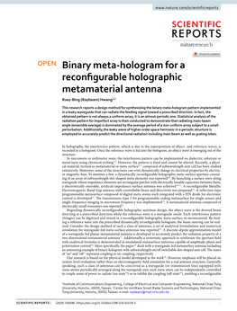 Binary Meta-Hologram for a Reconfigurable Holographic