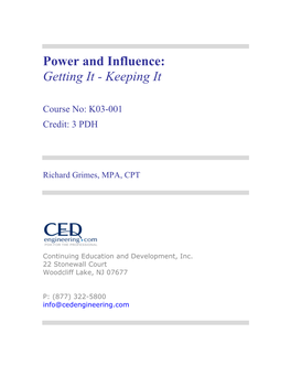 Power and Influence: Getting It - Keeping It