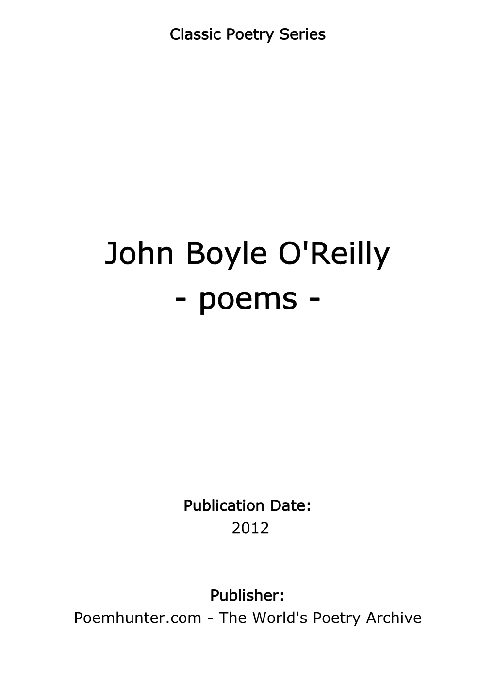 John Boyle O'reilly - Poems