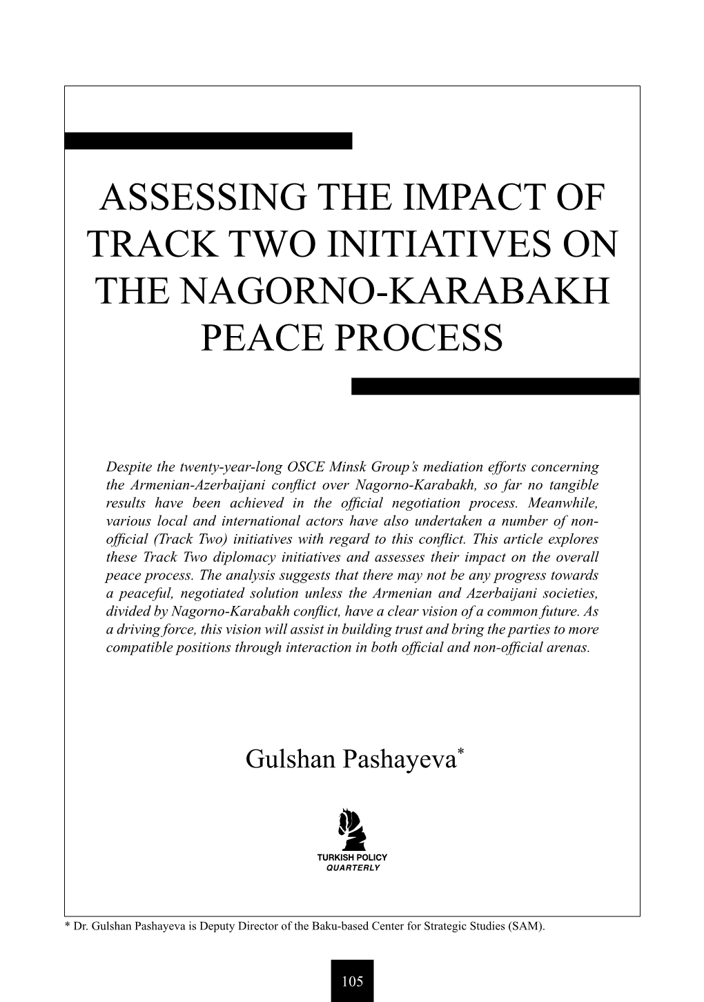 Assessing the Impact of Track Two Initiatives on the Nagorno-Karabakh Peace Process