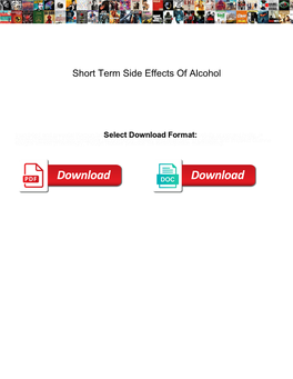 Short Term Side Effects of Alcohol