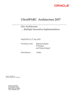 Ultrasparc Architecture 2007