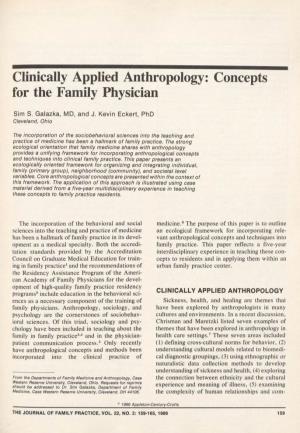 Clinically Applied Anthropology: Concepts for the Family Physician