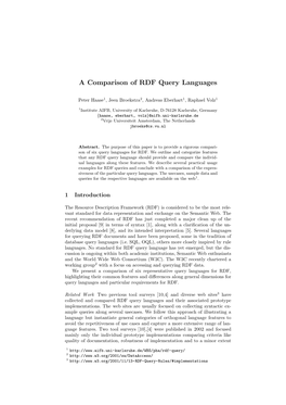 A Comparison of RDF Query Languages