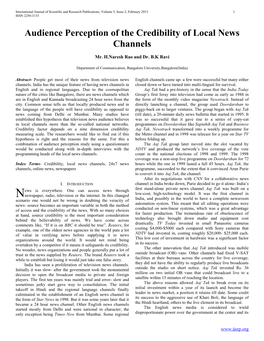 Audience Perception of the Credibility of Local News Channels