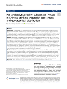 Per- and Polyfluoroalkyl Substances (Pfass) in Chinese Drinking Water