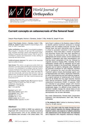 Current Concepts on Osteonecrosis of the Femoral Head