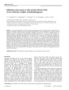 Infiltration and Erosion in Soils Treated with Dry PAM, of Two Molecular Weights, and Phosphogypsum