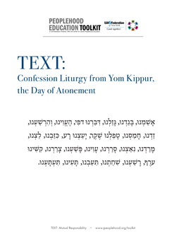 Confession Liturgy from Yom Kippur, the Day of Atonement