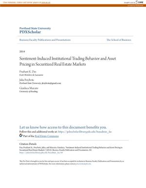 Sentiment-Induced Institutional Trading Behavior and Asset Pricing in Securitized Real Estate Markets