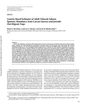 Genetic-Based Estimates of Adult Chinook Salmon Spawner Abundance from Carcass Surveys and Juvenile Out-Migrant Traps