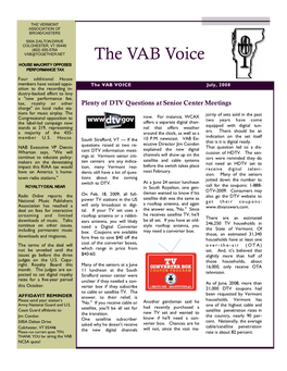 The VAB Voice HOUSE MAJORITY OPPOSES PERFORMANCE TAX