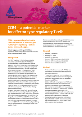 CCR4 – a Potential Marker for Effector-Type Regulatory T Cells