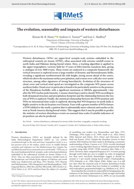 On Western Disturbances and Mentioned Wds by Speciﬁc Date