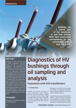 Diagnostics of HV Bushings Through Oil Sampling and Analysis