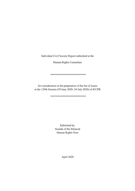 Individual Civil Society Report Submitted to the Human Rights