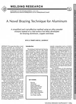 A Novel Brazing Technique for Aluminum
