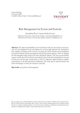 Risk Management for Events and Festivals