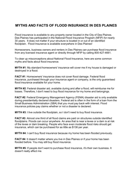 Myths and Facts of Flood Insurance in Des Plaines