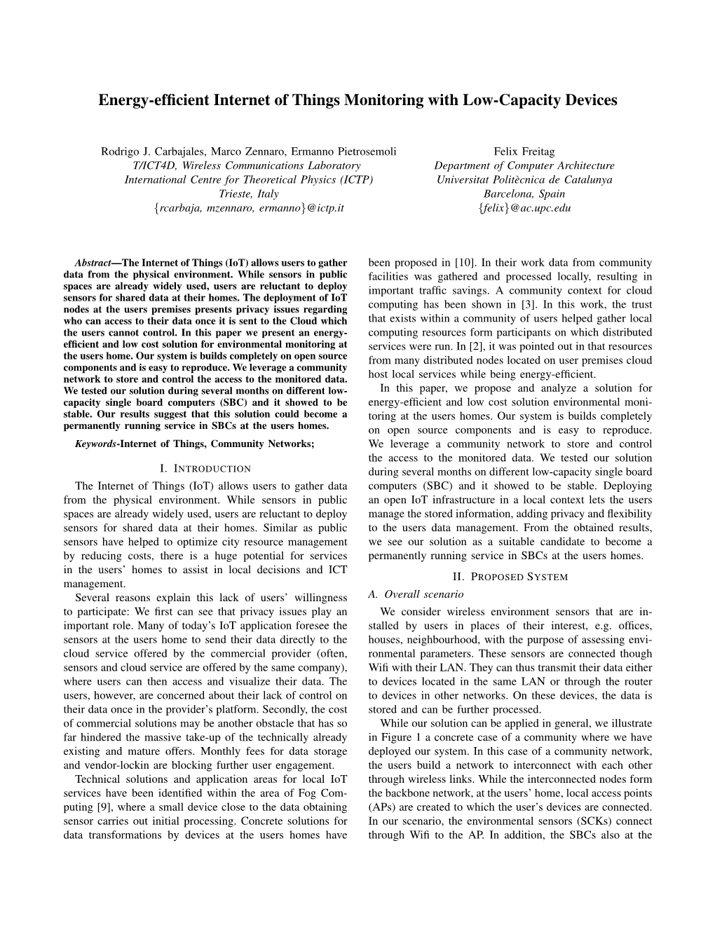 Energy-Efficient Internet of Things Monitoring with Low-Capacity Devices