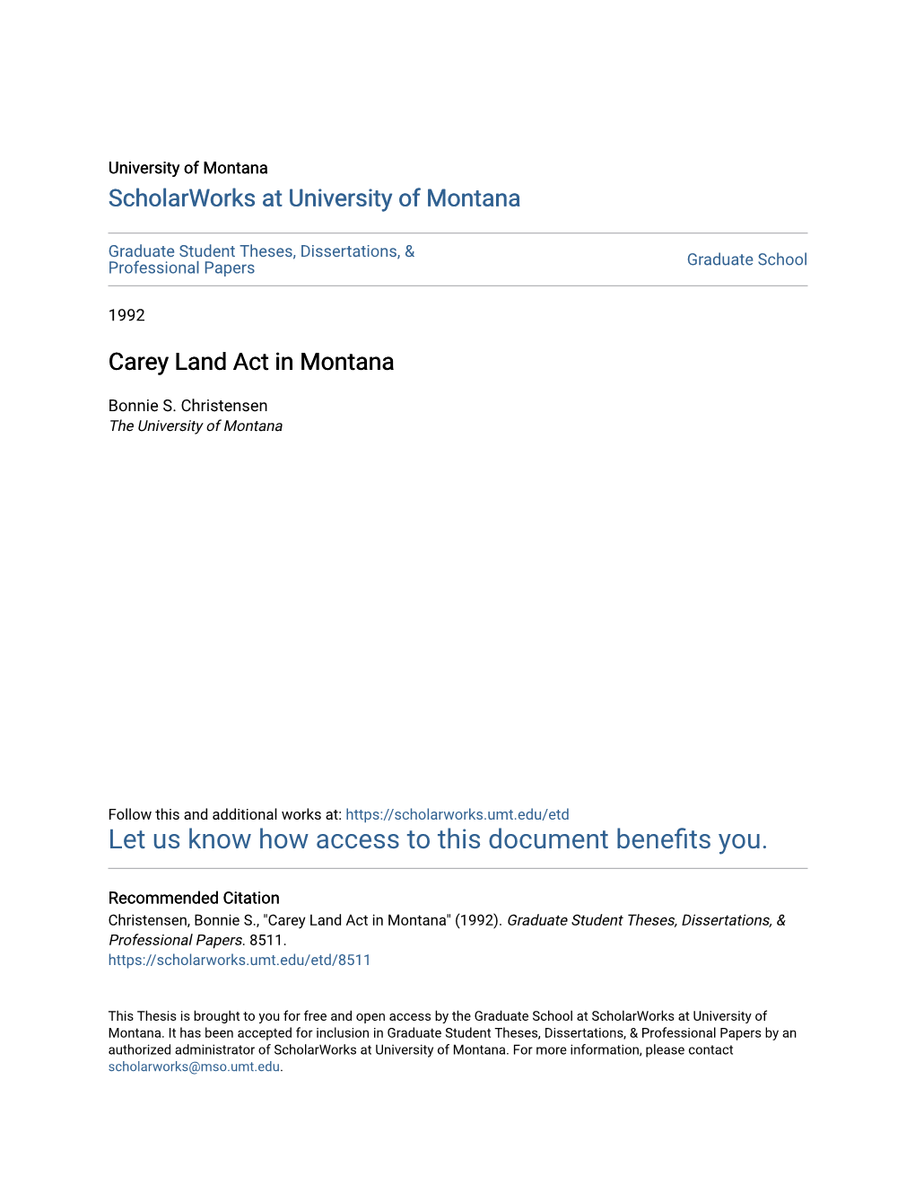 Carey Land Act in Montana