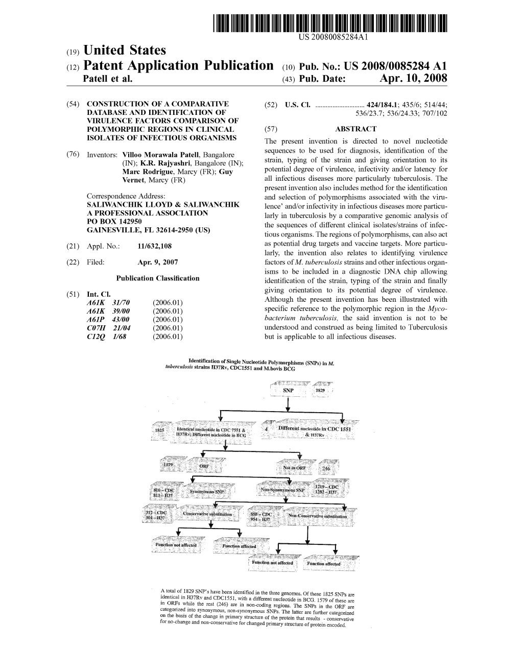 (12) Patent Application Publication (10) Pub. No.: US 2008/0085284 A1 Patell Et Al