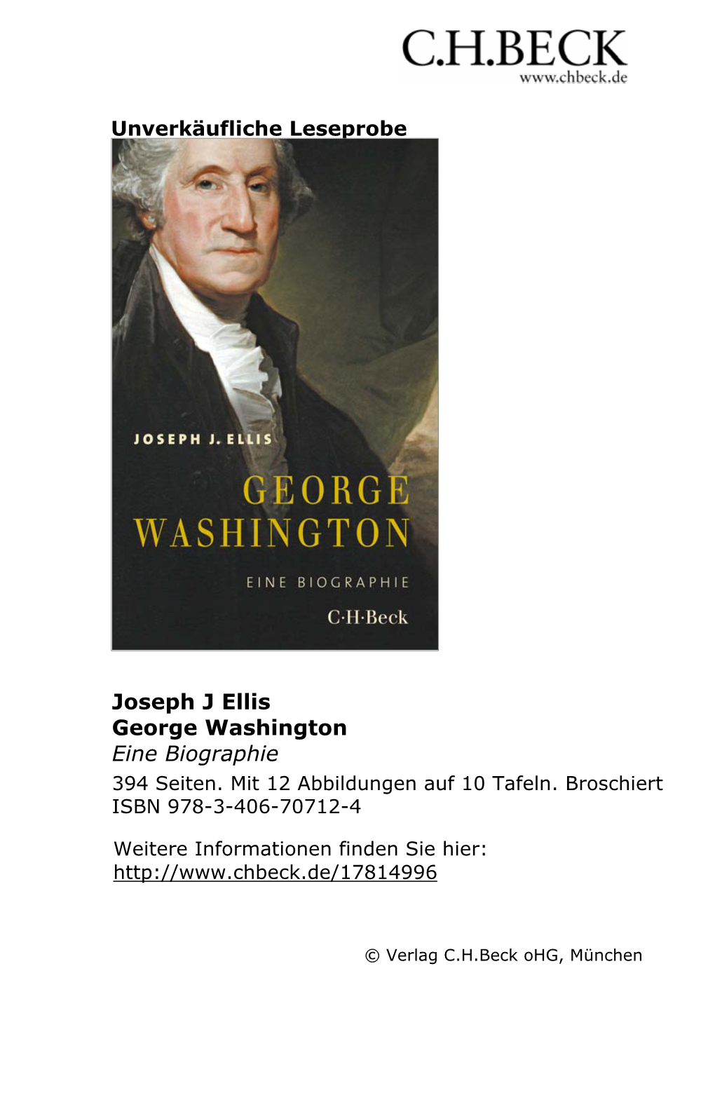 Unverkäufliche Leseprobe Joseph J Ellis George Washington Eine Biographie
