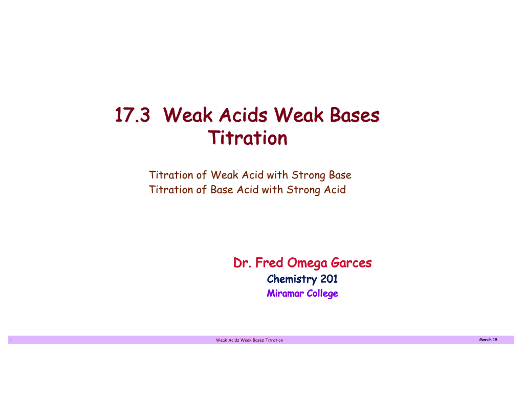 17.3 Weak Acids Weak Bases Titration