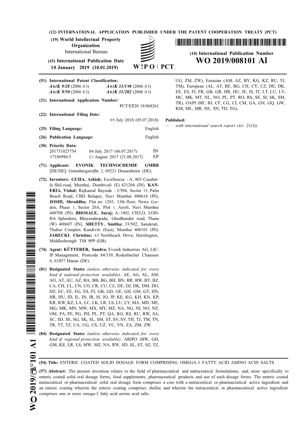 WO 2019/008101 Al 10 January 2019 (10.01.2019) W !P O PCT