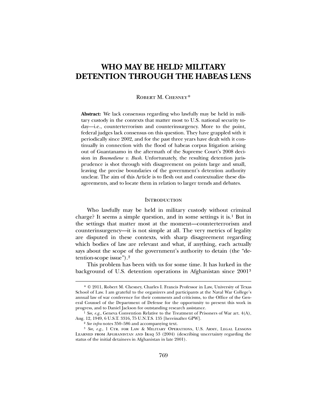 Military Detentions Through the Habeas Lens