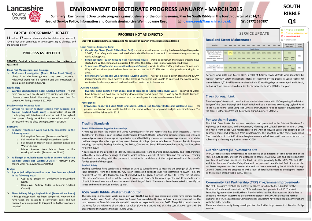 Environment Directorate Progress January