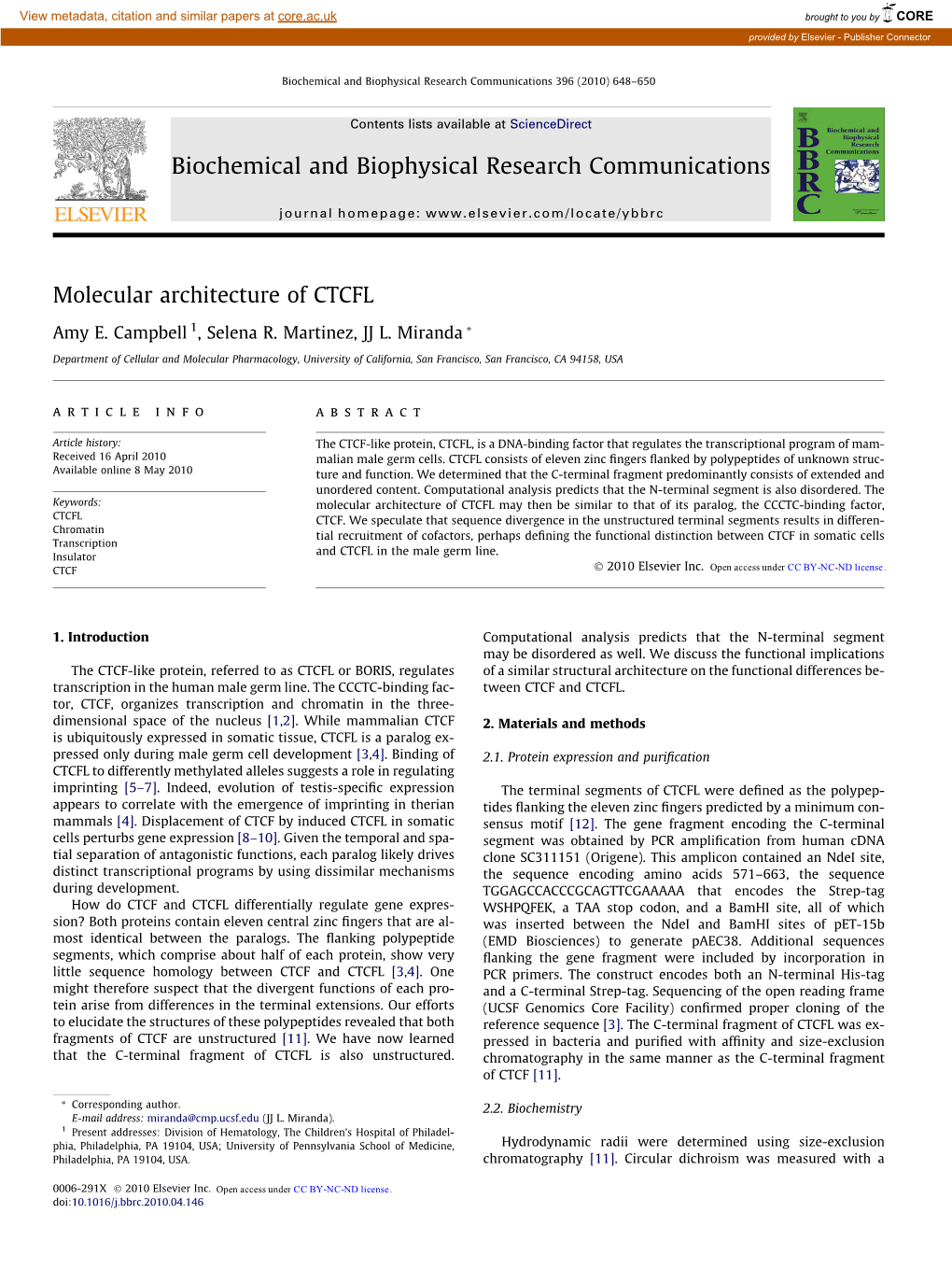 Molecular Architecture of CTCFL