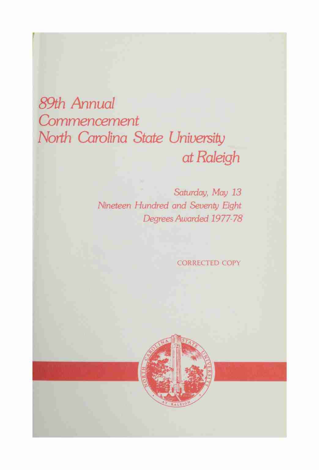 89Th Annual Commencement North Carolina State University at Raleigh