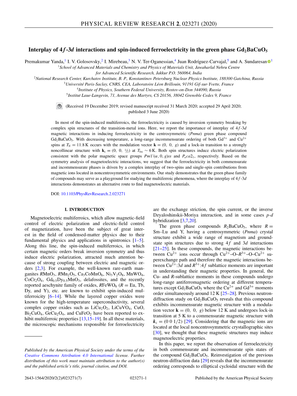 3 D$ Interactions and Spin-Induced Ferroelectricity in the Green Phase