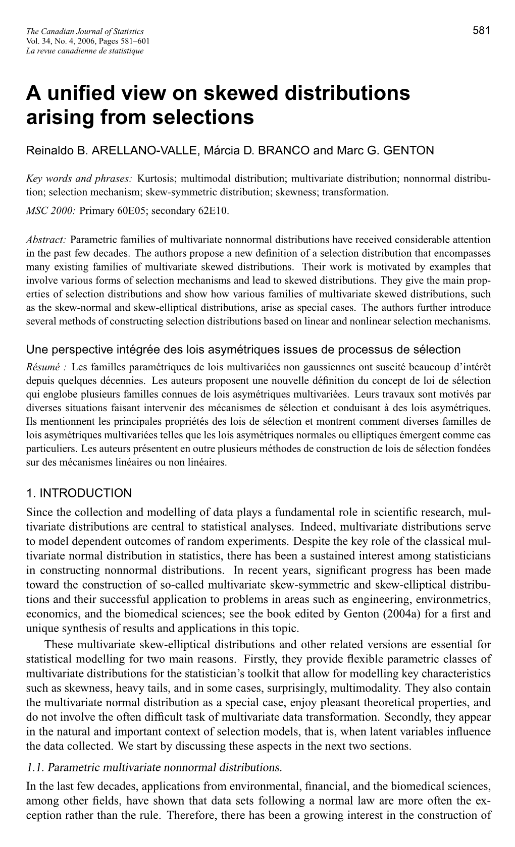 A Unified View on Skewed Distributions Arising from Selections