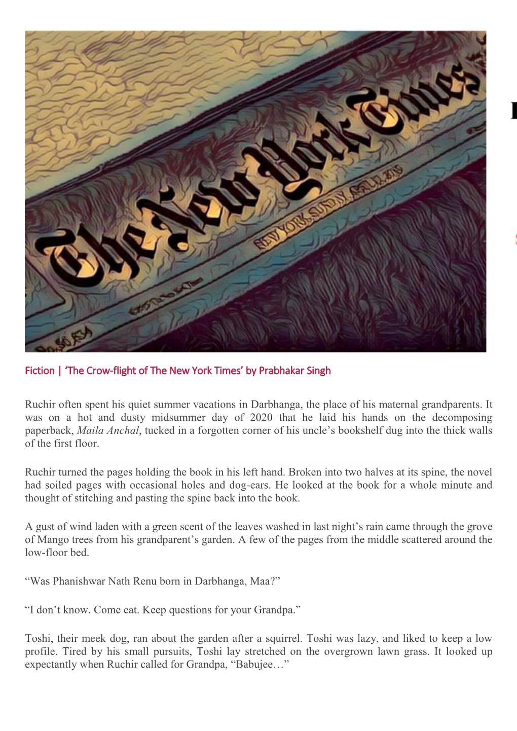 Fiction | 'The Crow-Flight of the New York Times' by Prabhakar Singh