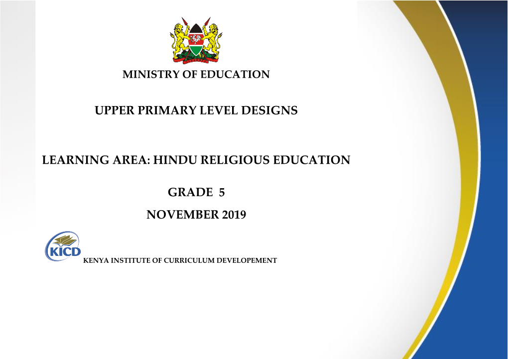 Upper Primary Level Designs Learning Area: Hindu Religious Education