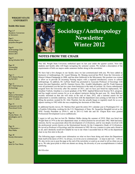Sociology/Anthropology Newsletter Winter 2012