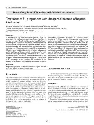 Treatment of 51 Pregnancies with Danaparoid Because of Heparin