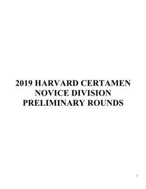 2019 Harvard Certamen Novice Division Preliminary Rounds