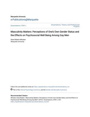 Masculinity Matters: Perceptions of One's Own Gender Status and The