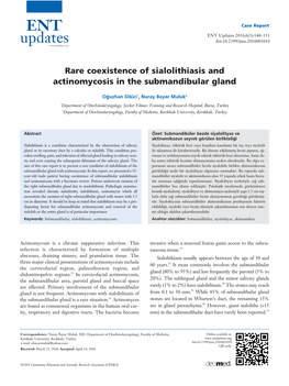 Rare Coexistence of Sialolithiasis and Actinomycosis in the Submandibular Gland