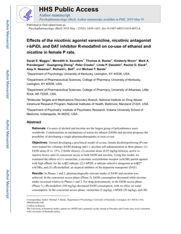 Effects of the Nicotinic Agonist Varenicline, Nicotinic Antagonist R-Bpidi, and DAT Inhibitor R-Modafinil on Co-Use of Ethanol and Nicotine in Female P Rats