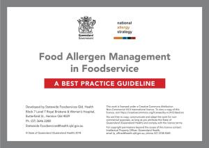 Food Allergen Management in Foodservice – a Best Practice Guideline